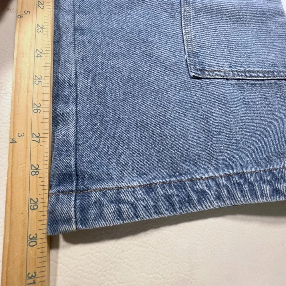 Callie Cargo Jeans Women L Blue Medium Wash Wide Leg Utility Bungee Hem Gorpcore - Picture 7 of 14